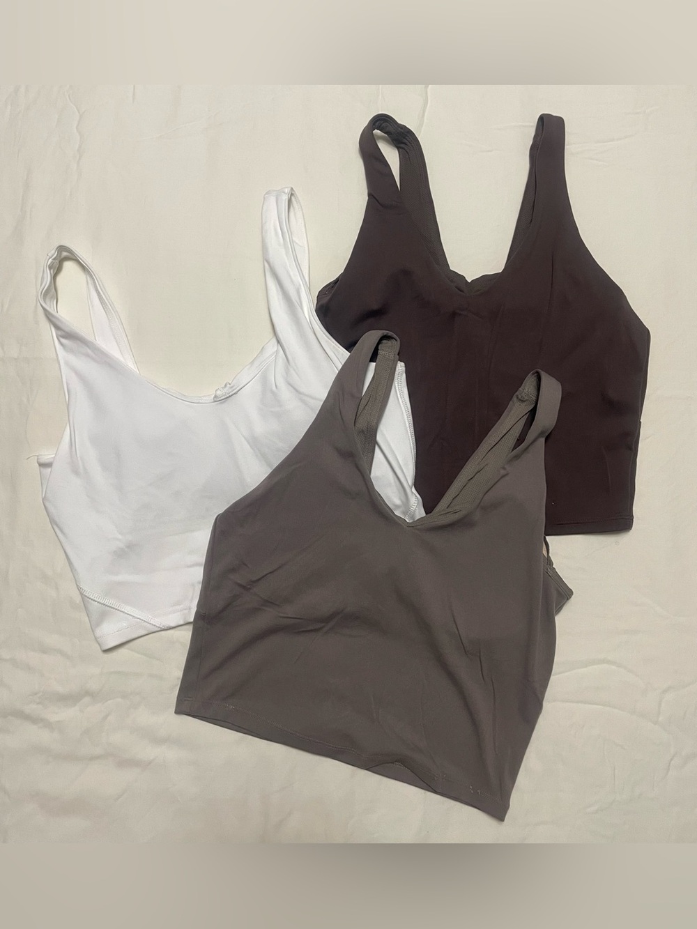 Bundle of 3 All In Motion Cropped Sports Bra Tanks Brown White